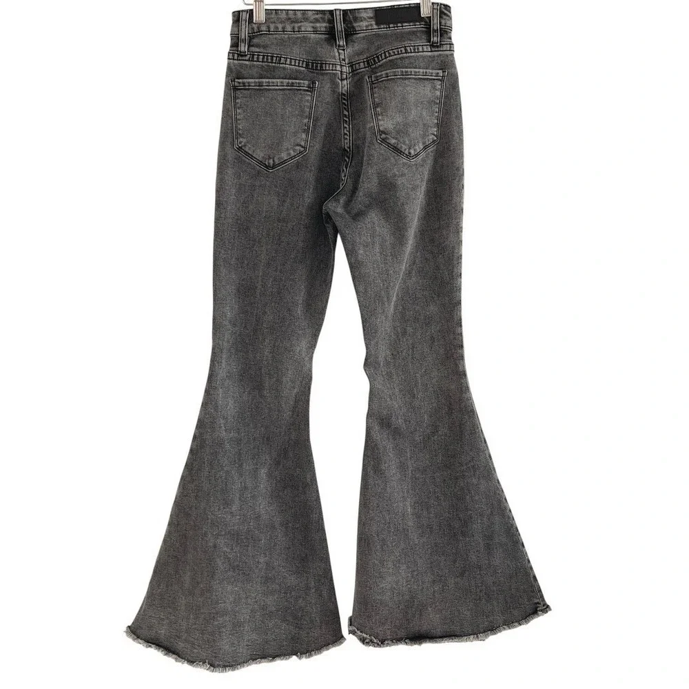 Rock & Roll Denim Bell Bottom Jeans Womens 26 Black Excellent High Rise Flare - Picture 4 of 15